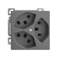 AP-Steckdose EDIZIOdue 3×T23 Kombi-Einsatz dunkelgrau