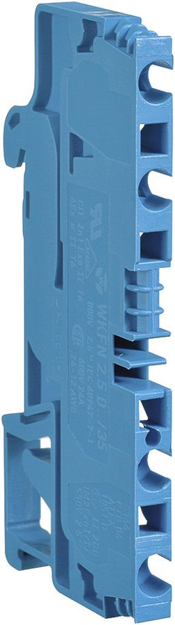 Borne de dérivation Hager 2.5mm², 4×N, 800V/24A, enfichable, ouvert sur le côté