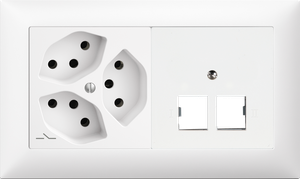 Combinaison ENC Edue 1×2, Prise 3×T13 1×S + R&M 2×RJ45 bc
