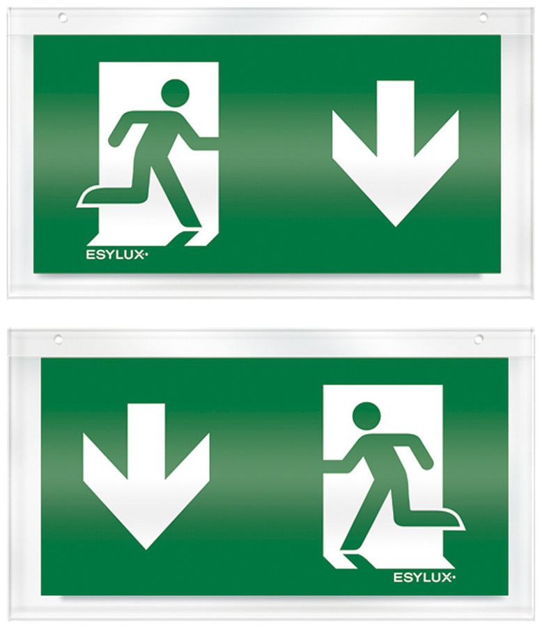 Pannello con pittogramma ESYLUX per SLX bifacciale, freccia verso il basso/basso