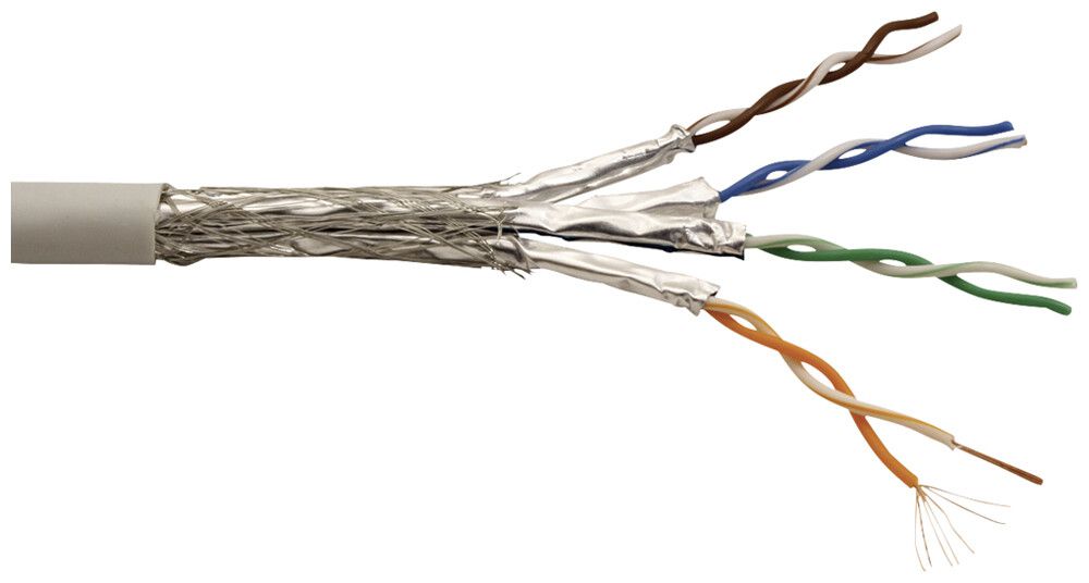 Cavo informatico Roline Stranded cat.6A S/FTP 4P AWG26 500MHz PVC grigio 300m