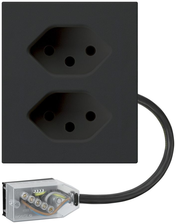 FLF-Steckdose Hager 2×Typ 13 mit Power-Dose L3 D schwarz