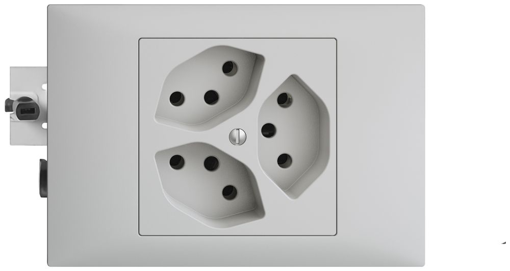 EB-Steckdose EDIZIOdue 3×T13 45…69mm hellgrau