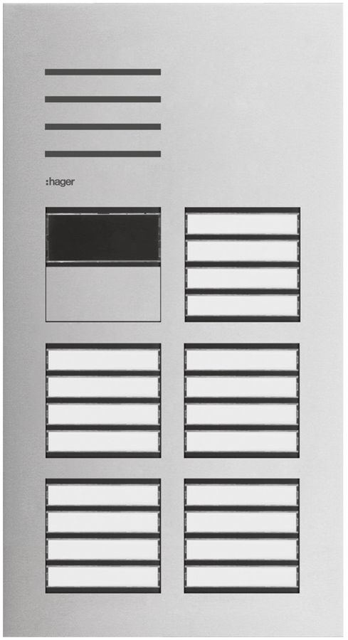 Aussenstation Audio Hager elcom.one 2-Draht mit LED für 20Wohnungen Edelstahl