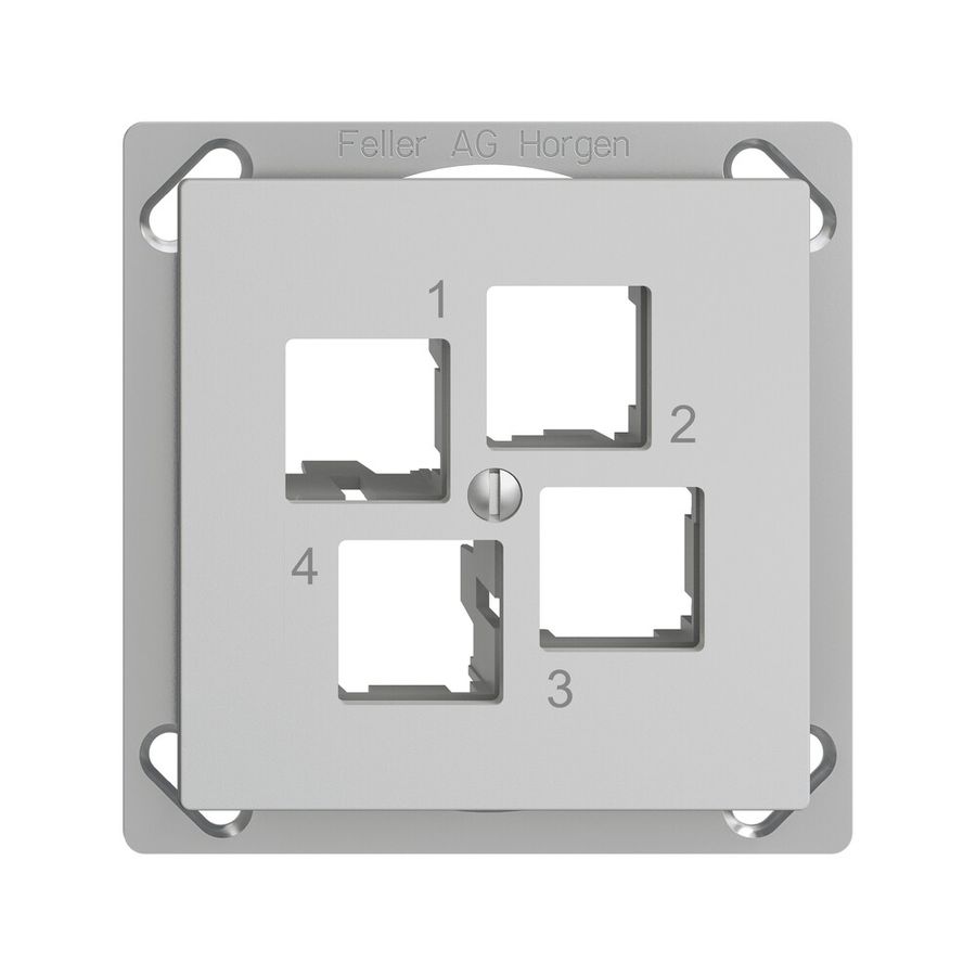 EB-Montageset EDIZIOdue FM.TE EASYNET S-One, für 4×RJ45, geradeauslass, hellgrau