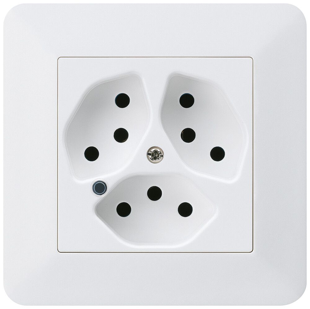 UP-Steckdose Hager kallysto.trend 3×T13 beleuchtet C ultraweiss