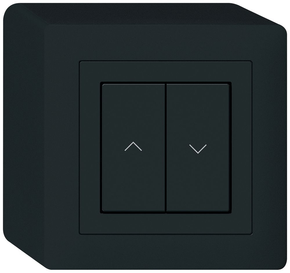 AP-KNX-Storentaster Hager BA kallysto Q 2-fach 88×88mm schwarz
