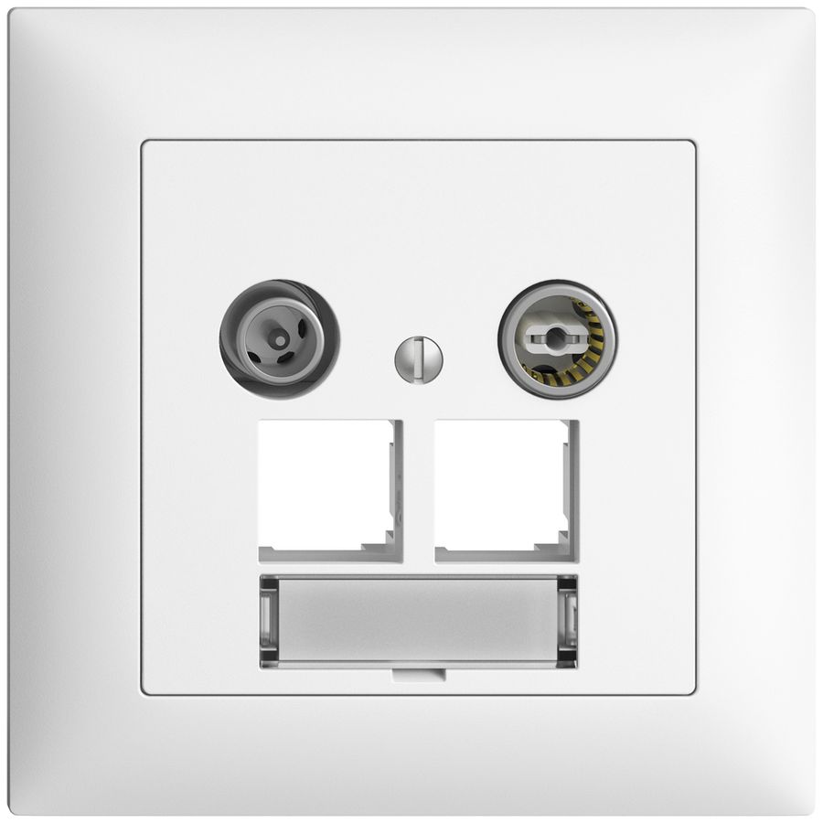 Presa multimedia ENC EDIZIOdue FMI EASYNET 19dB, p.2×RJ45 S-One, bianco