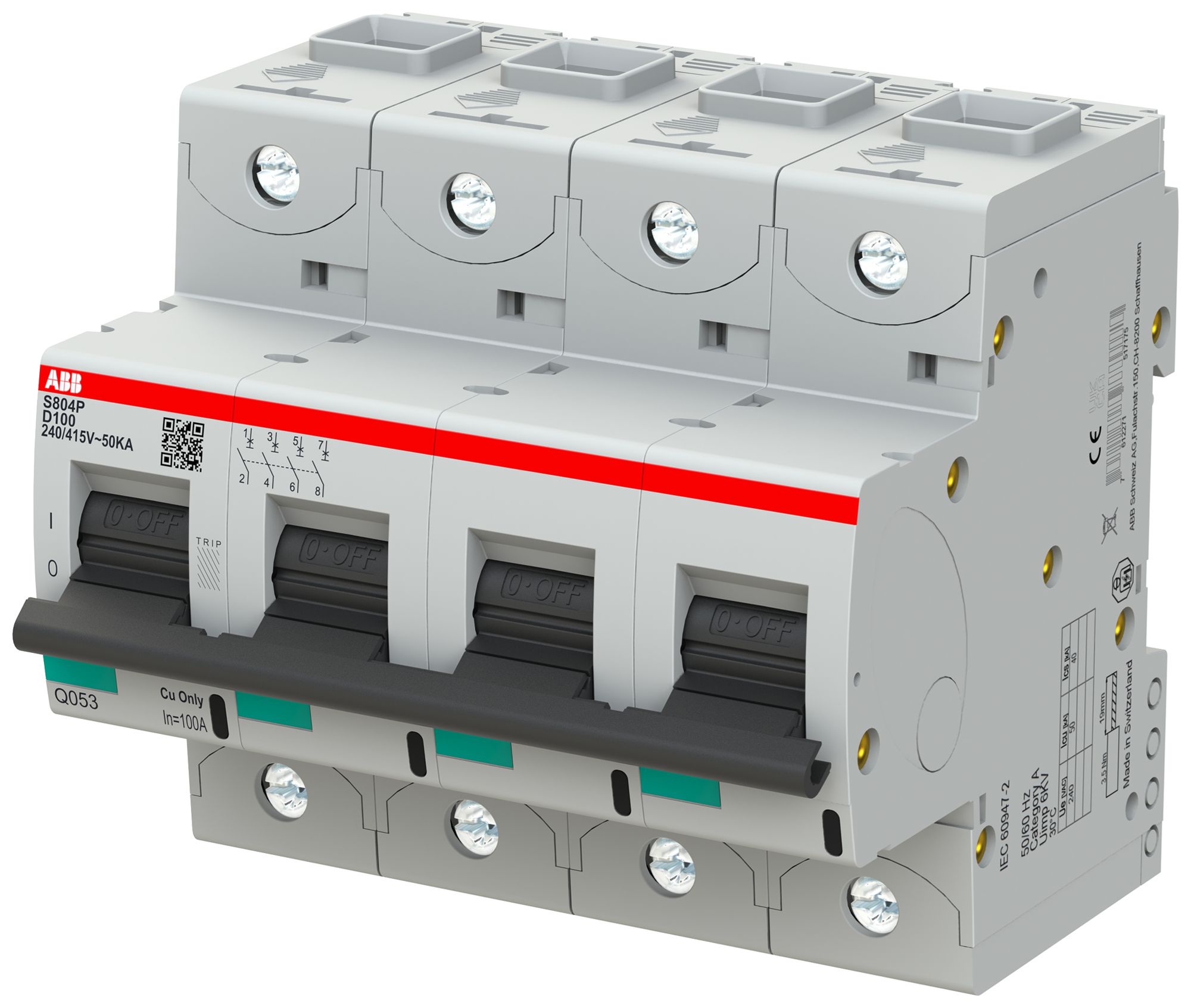 Leitungsschutzschalter ABB S804P-D100 4P 400V D-100A 50kA 6TE