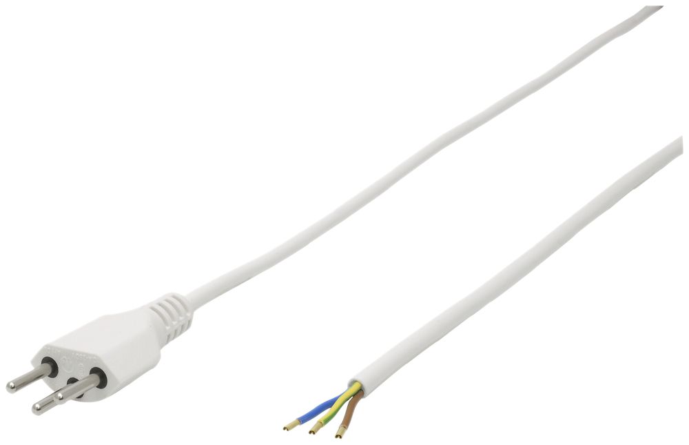 Apparatekabel Tdlr 3×0.75mm² 2m weiss Stecker T12