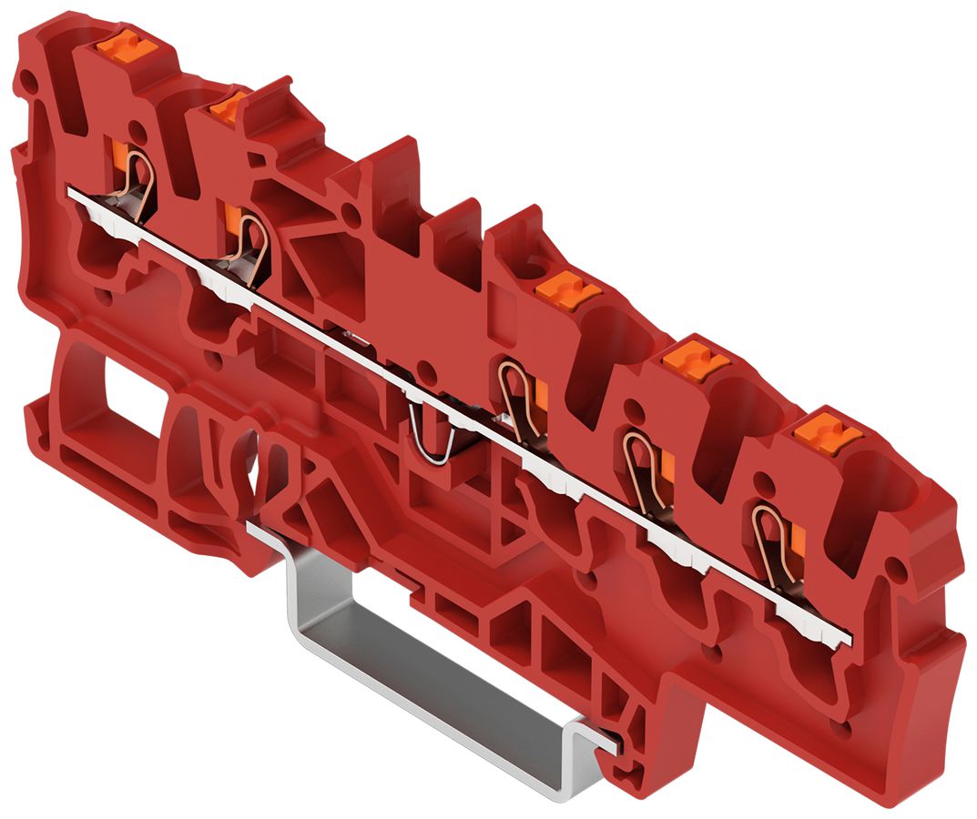 Borne de passage joignable WAGO TOPJOB S 1.5mm² 24A Push-in 5×1 TH35 rouge