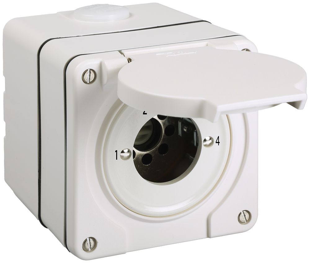 AP-Stufenschalter ohne Zylinder NEVO 2P, IP55, 1-2-3-4, weiss