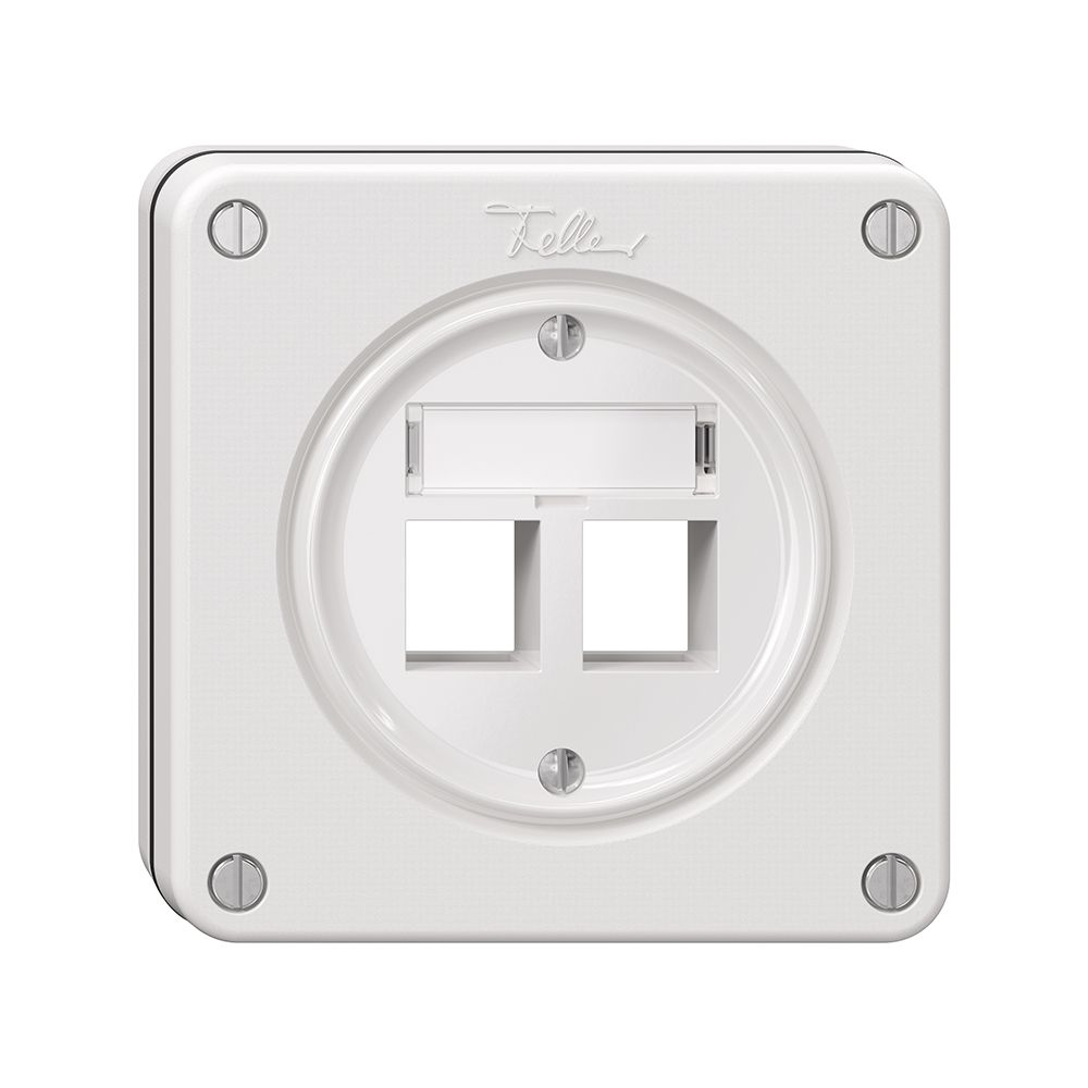 Kit de montage NUPU Feller Keystone, pour sortie droite, double, blanc