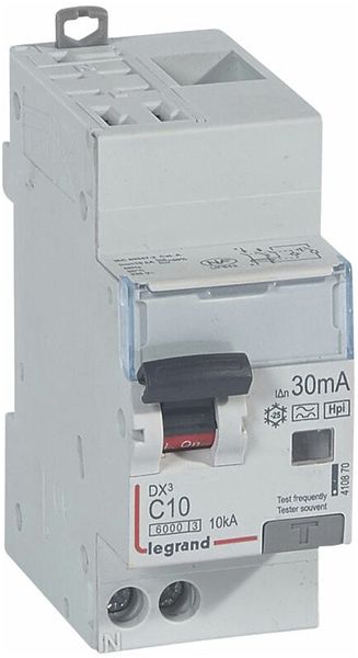 Disjoncteur différentiel Legrand C 2P 10A 6000A 30mA type F