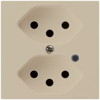 Steckdose Hager kallysto 2×T13 beleuchtet A beige