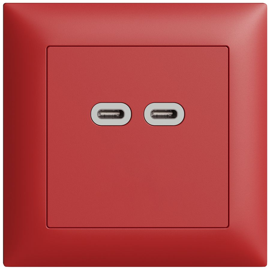 Prise ENC USB 18W 2×type C Feller EDIZIOdue FMI 230V 3600mA berry