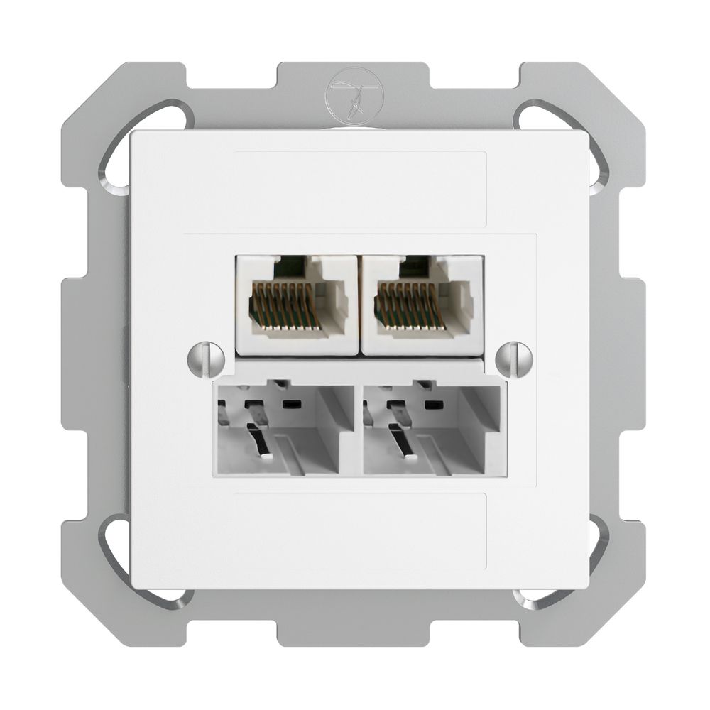 Boîte ENC SOHO 2×TT/2×RJ45/u sép.ITplus EDIZIOdue blanc