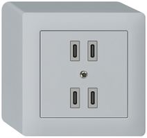 Prise de charge USB AP Hager kallysto 2×C-C 2×20W ou 4×10W 5V 86×86mm gris