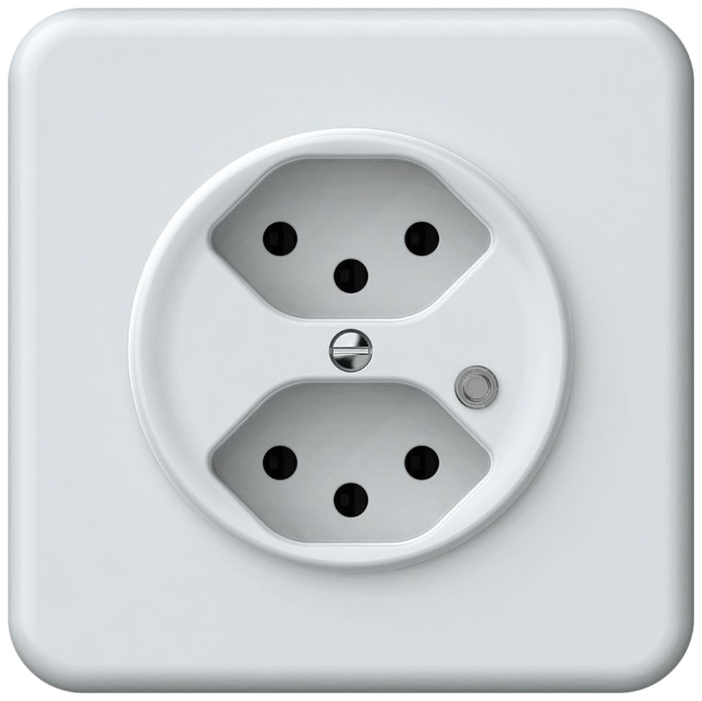 UP-Steckdose origin 2×Typ 13 bel.grün 10A 230V 92×92mm weiss