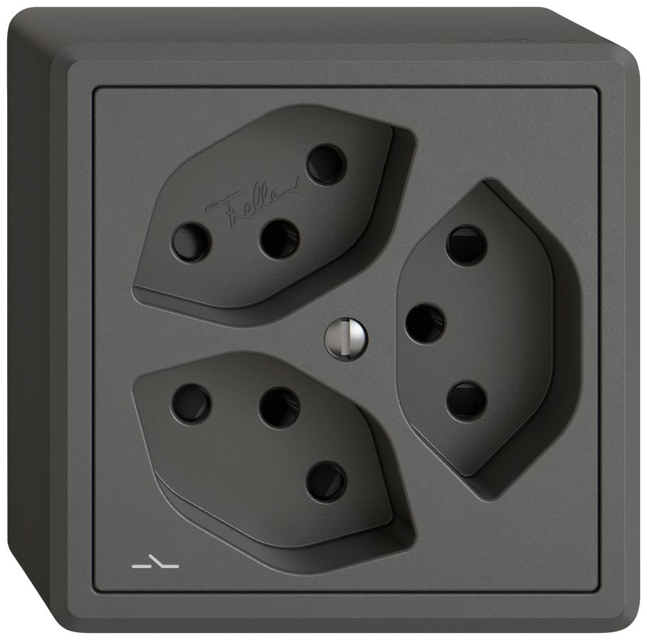 Presa AP EDIZIO.liv SNAPFIX® 3×T13 1×S con shutter grs