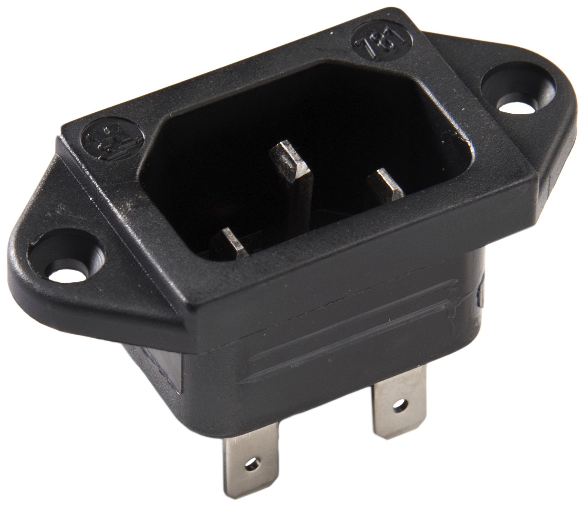 EB-Apparatestecker Typ C14 (E) ELBRO 10A 230VAC max.70°C 4.8mm schwarz IP20