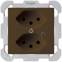 Presa INC Hager kallysto 2×T13 illuminato B marrone