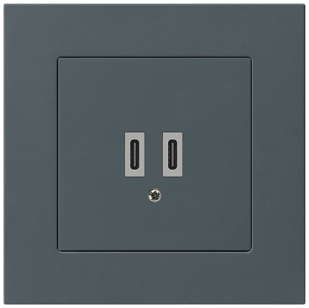 UP-USB-Ladesteckdose Hager kallysto.pro C-C 20W 5V 94×94mm anthrazit