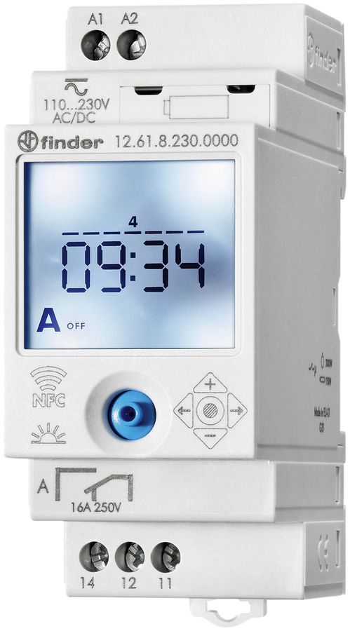 REG-Wochenschaltuhr Finder 12.61, 1W 16A 230VAC NFC 2TE
