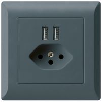 UP-Steckdose 2×USB & T13 kallysto.line 2400mA anthrazit