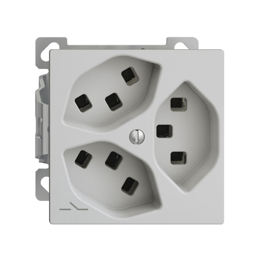 AP-Steckdose 3×T23 Feller EDIZIOdue FXCO54, 1×getrennt, Steckklemmen, hellgrau