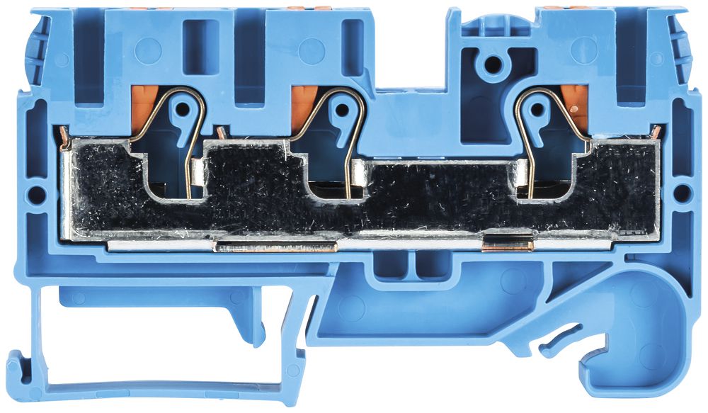 Durchgangs-Reihenklemme WTP 0.2…10mm² 57A 1000V 3×Steck.1 Et.Hutschiene TH35 hbl