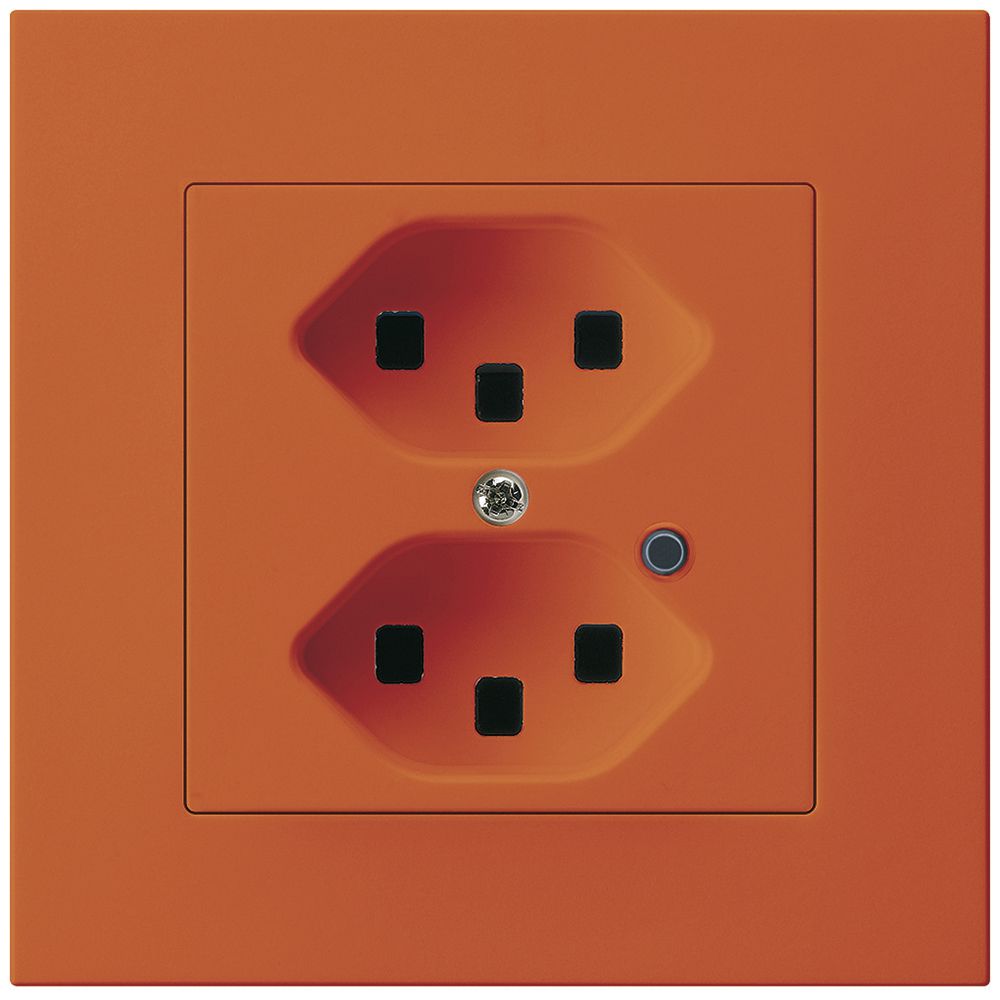 Presa INC Hager KPR, 2×T23, illuminata, 16A 250V, arancione