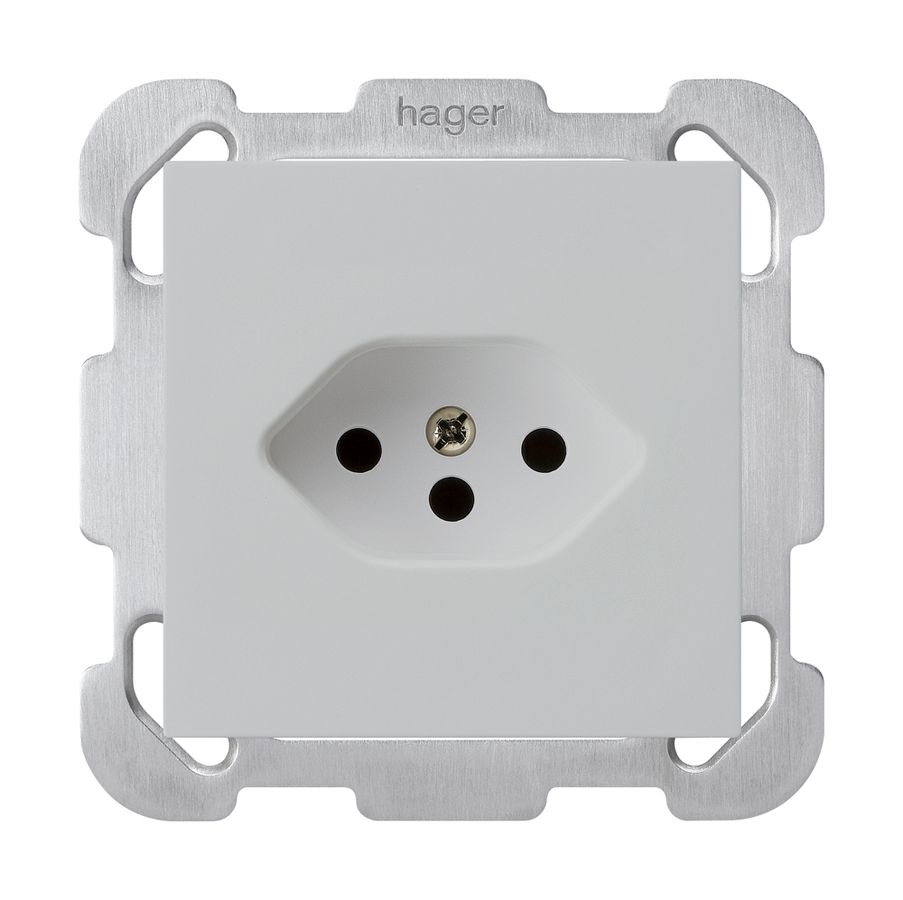 UP-Steckdose kallysto T13 hellgrau mit Kinderschutz mit Befestigungsplatte