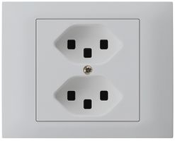 EB-Steckdose kallysto 2×T23 Bauart T m.EB-Dose G3 Abdeckrahmen steckbar hellgrau