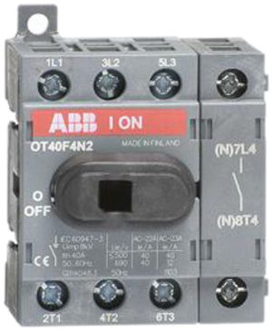 Lasttrennschalter ABB 40A/400V 4L, AC22A, 4. Pol rechts, hellgrau