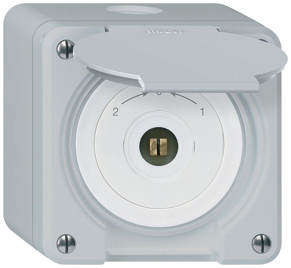 Contact pivotant à clé carrée AP robusto IP55 gris avec clapet inverseur