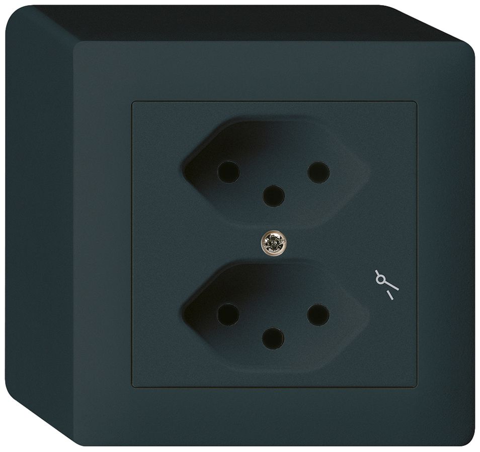 AP-Steckdose kallysto 2×T13/1 schwarz mit Kinderschutz