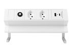 Prise multiple de table ALU DESK 2×T13/1×USB-A/1×USB-C, Td3×1.5mm² 1.5m, blanc