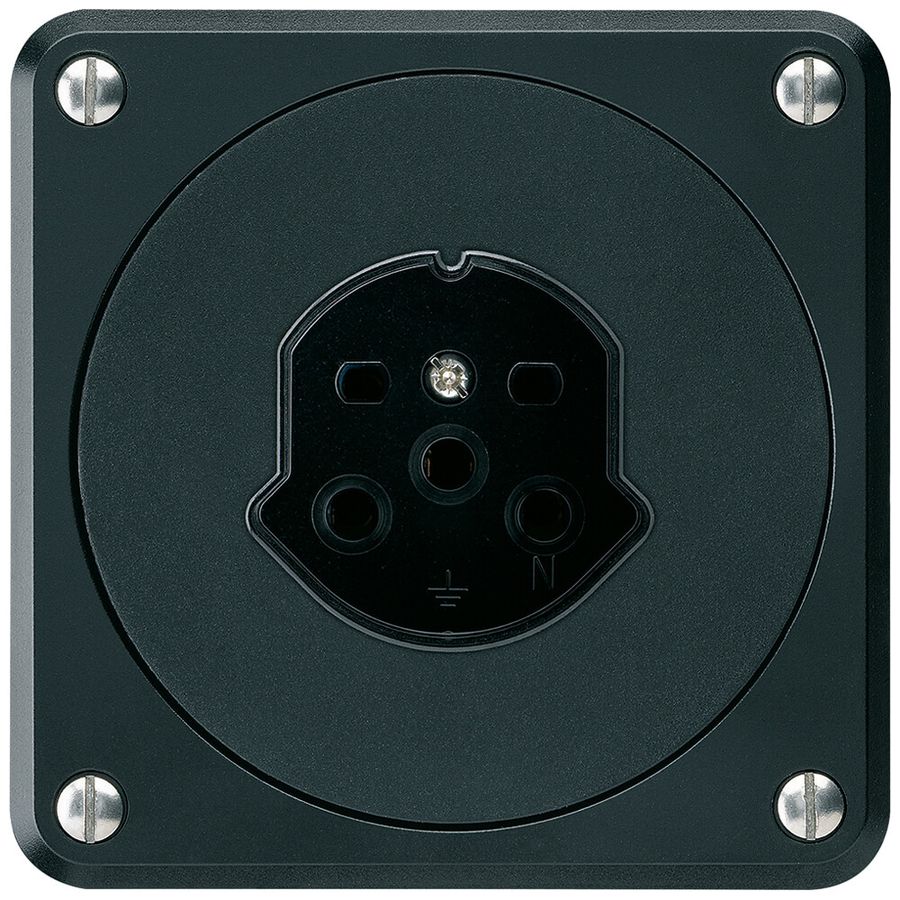 Presa INC robusto tipo 15 nero senza copercchio