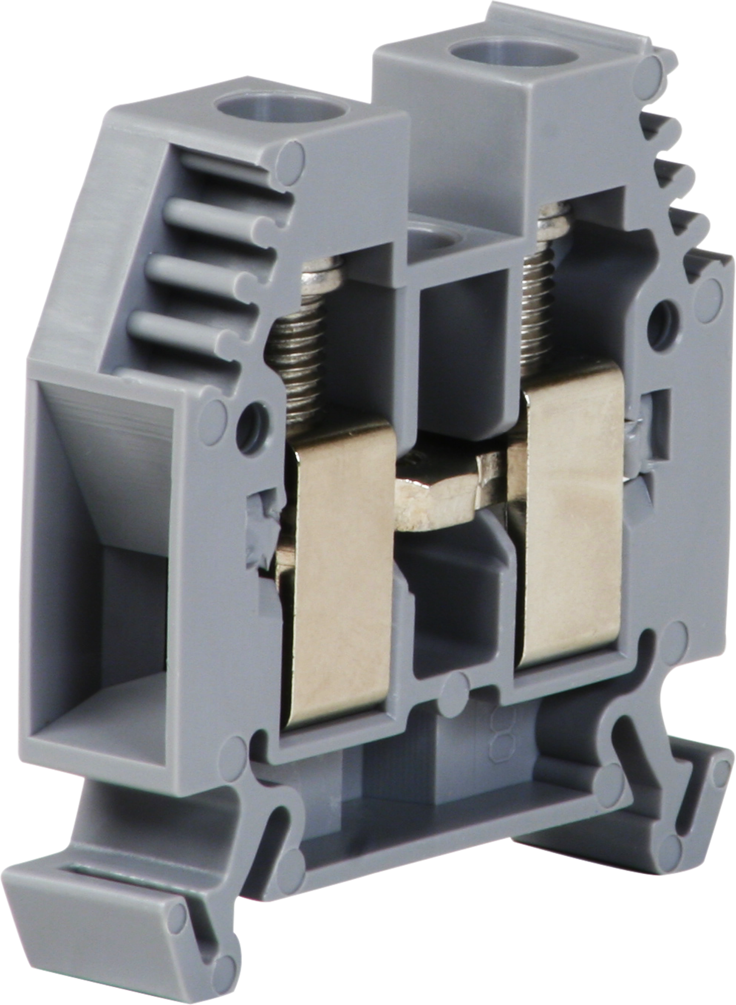 Durchgangs-Reihenklemme Woertz 6…16mm² 76A 1000V Schraubanschluss 2×1 TH35 grau