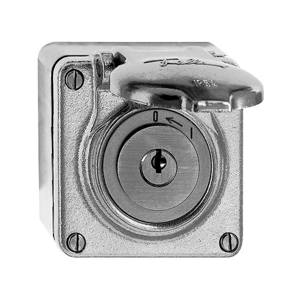 Contact pivotant mouillé 0<-1 aluminium poli à billes avec serrure de sûreté