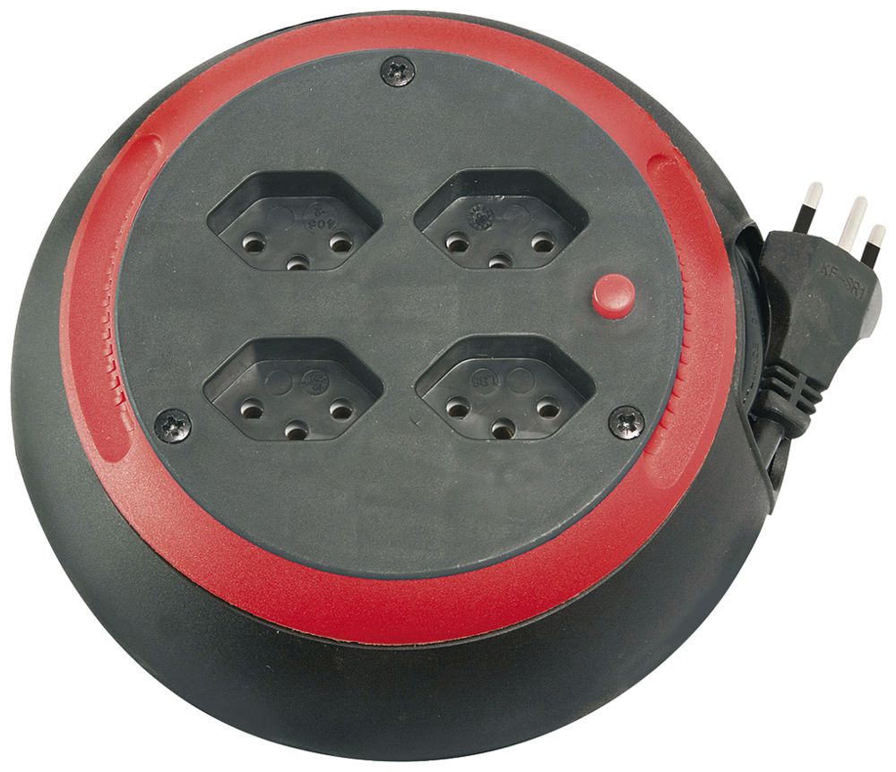 Kabelrolle Design Ø180mm 4×T13 sz/rt 4m H05VV-F 3×1mm² sz