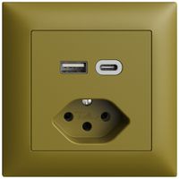 UP-Steckdose USB Typ A+C + Typ 13 Feller EDIZIOdue FMI 230V 3000mA olive