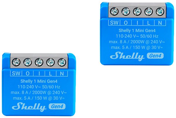 EB-RF-Schaltaktor Shelly 1 Mini Gen4 Zigbee/Bt/Wi-Fi 110…240V 2Stk