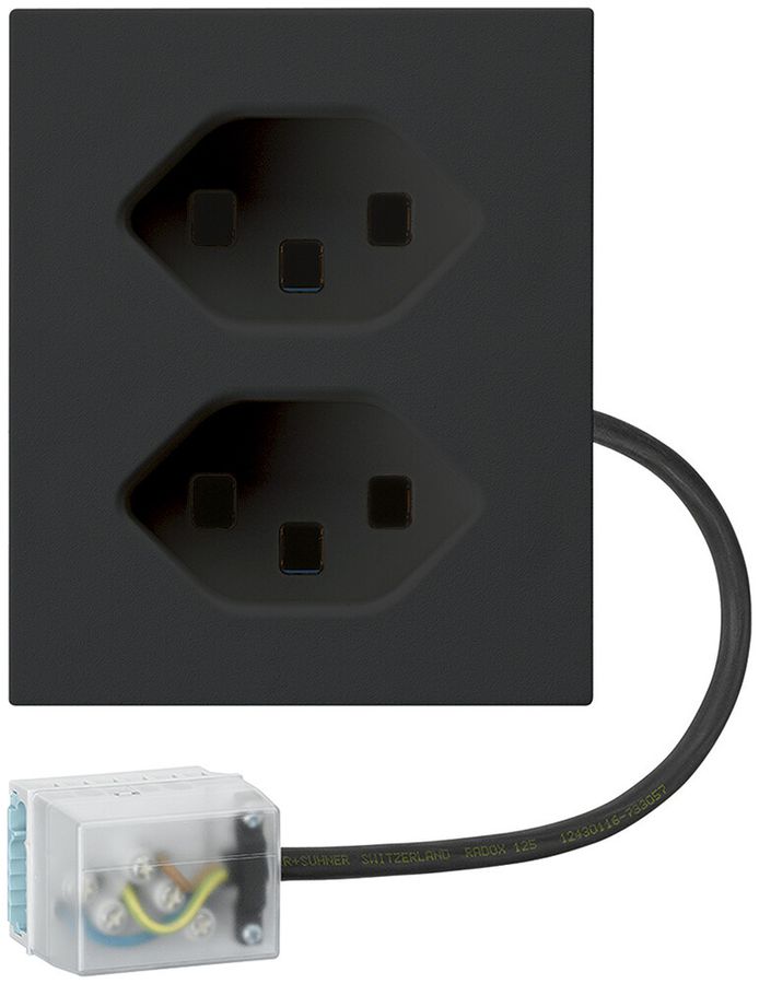 FLF-Steckdose Hager 2×Typ 23 mit Power-Dose L3 D schwarz