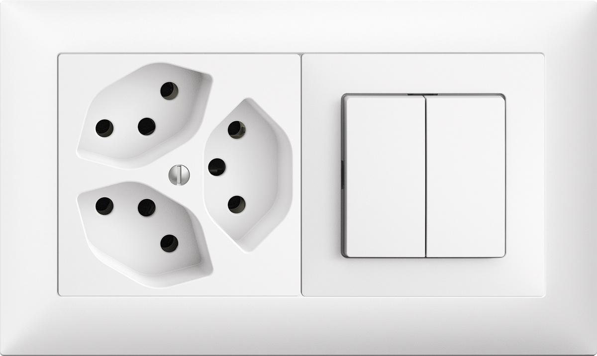 Combinaison ENC Edue 1×2, Prise 3×T13 + Interr 1/3+3/1P bc