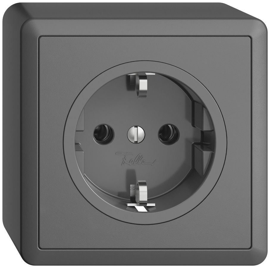 AP-SCHUKO-Steckdose EDIZIOdue 16A, 250VAC, L+N+PE dunkelgrau