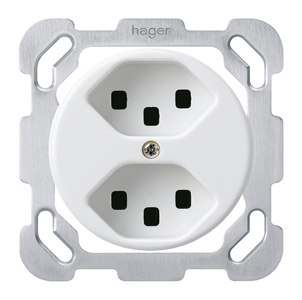 Insert pour prise ENC basico 2×type 23 blanc avec bornes enf.