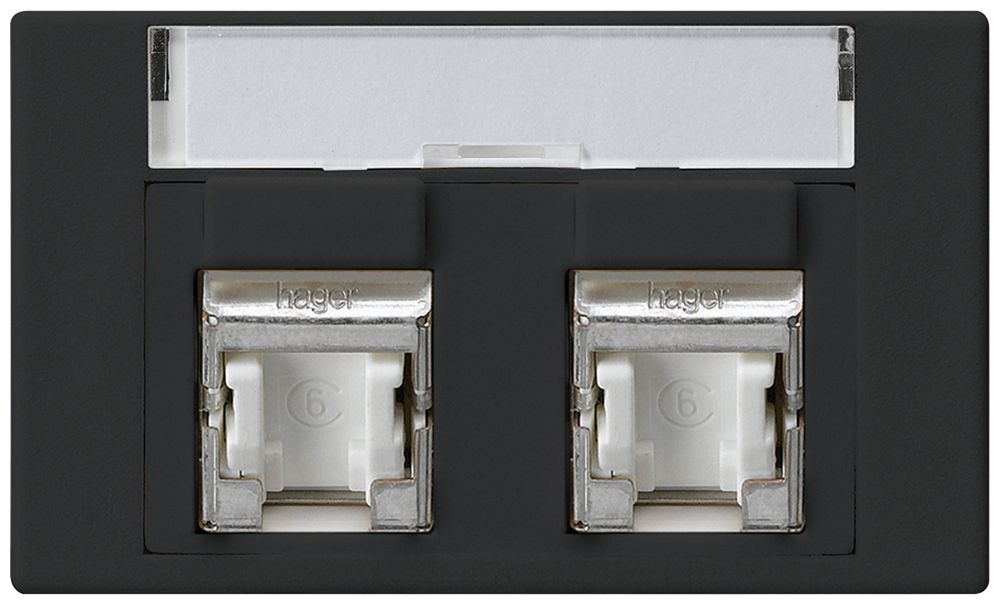 FLF-Steckdose Hager Kat.6 2RJ45/S schwarz