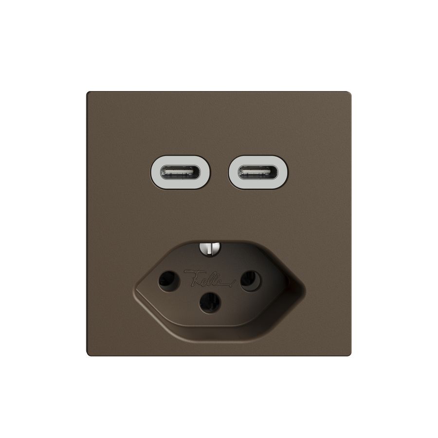 Steckdose USB 2×Typ C + Typ 13 Feller EDIZIOdue F 230V 3000mA coffee